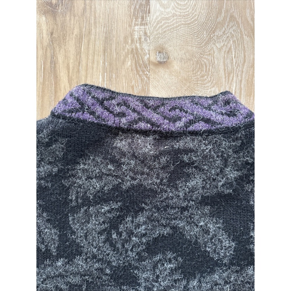 VTG Jed Mens Sweater Size M Gray Black And Purple - Picture 9 of 9